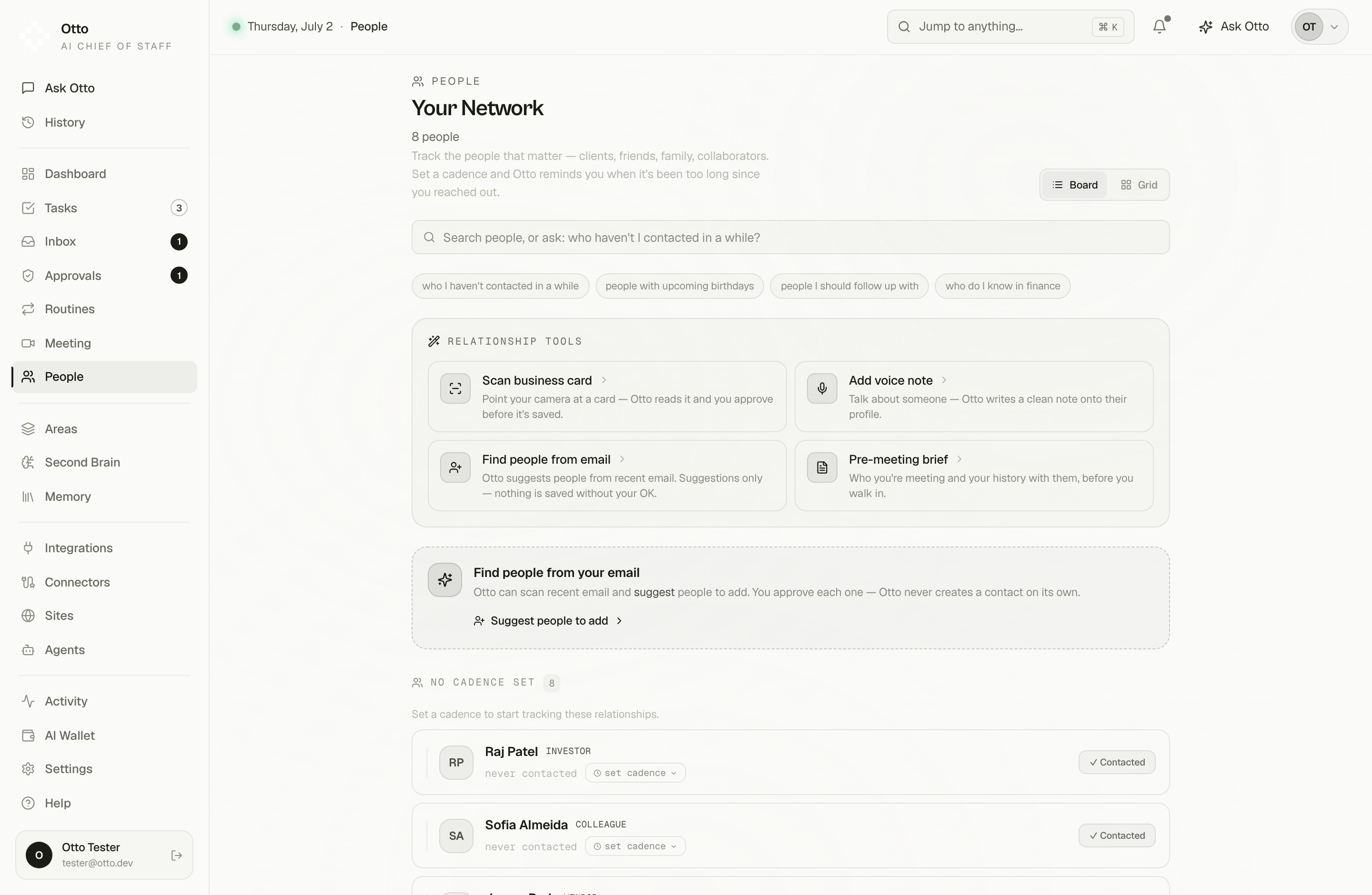 The Otto People page with relationship tools